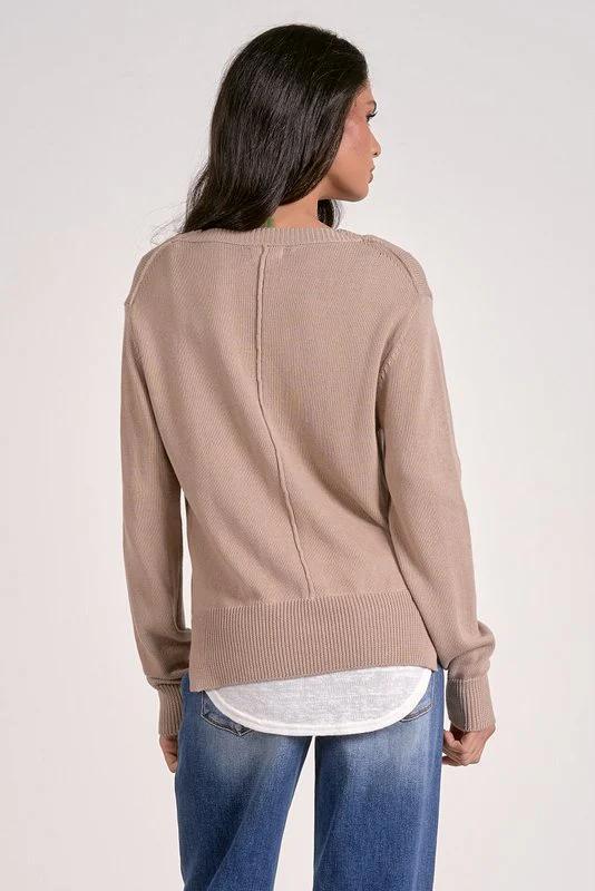 Elan Sally V-Neck Layered Sweater