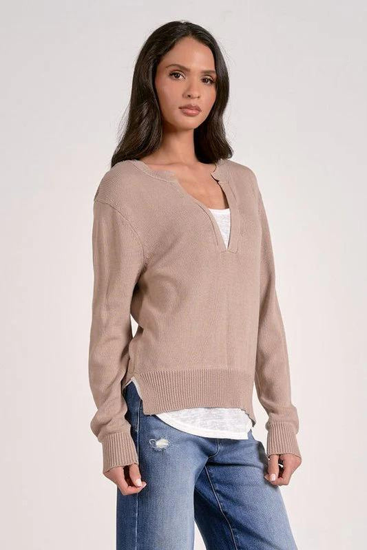 Elan Sally V-Neck Layered Sweater