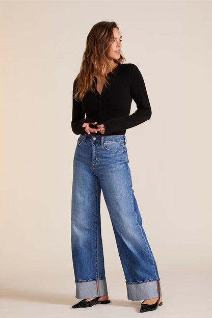 Bobi L/S Slim Btn Placket Tee