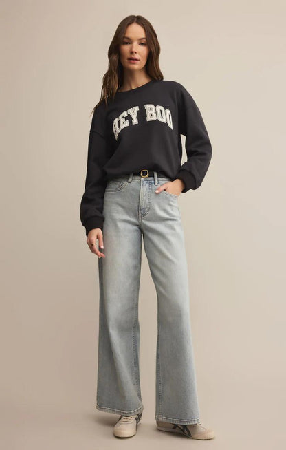 Z Supply Classic Hey Boo Crew Sweatshirt