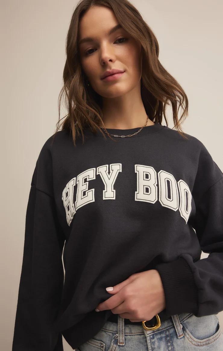 Z Supply Classic Hey Boo Crew Sweatshirt