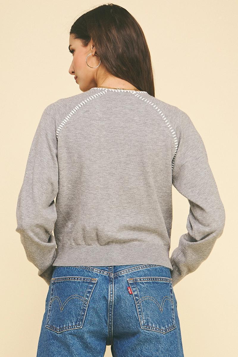 Pinch Stitch Detail Cardigan Sweater