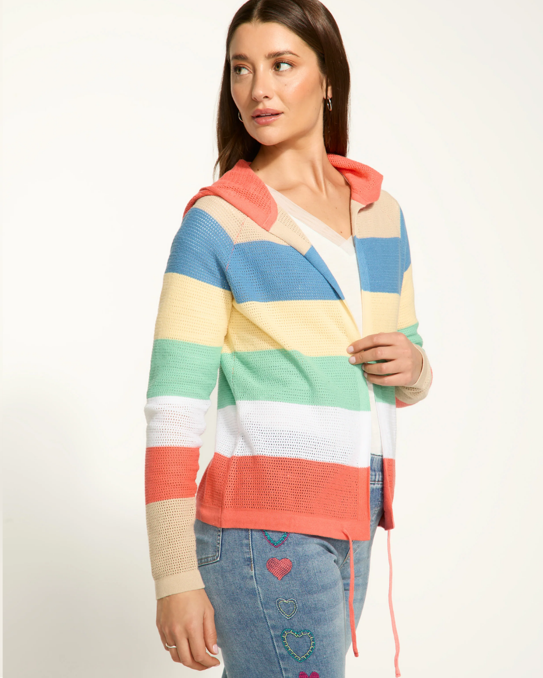 FDJ Drawstring Stripe Cardigan